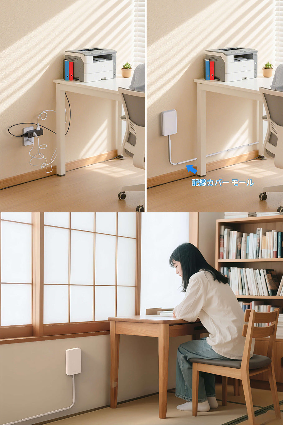 【MSCIEN】 コンセント カバー 延長コード 3m 電源コード コンセントガード ほこりシャッター 壁に溶け込む コンセント タップ 雷ガード 9個口 usb付き OAタップ安全 ベビーガード 固定力抜群