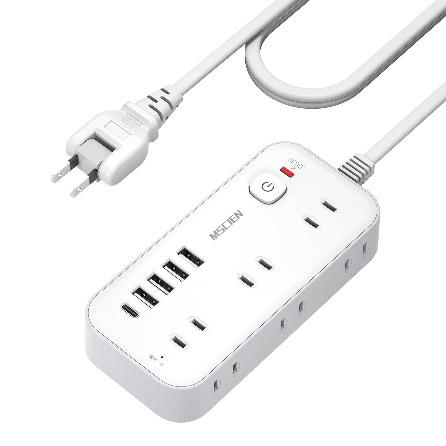 Mscien 電源タップ usb付き 延長コード 5m 6個口4 usb-a 1 usb-c コンセントタップ タコ足配線 テーブル 電源コード スイッチ付き 雷ガード 蛸足コンセント コンセント 分岐 たこあし oa 電源 横差し 延長 コード オシャレ 壁掛け/卓上に (5M)