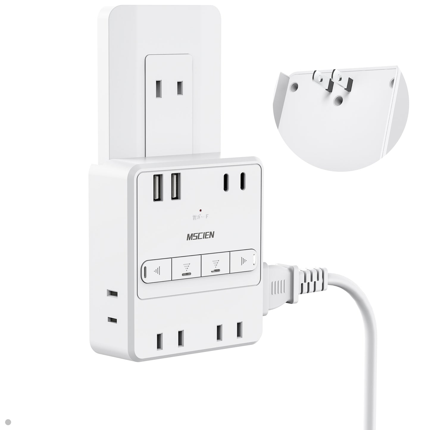 【MSCIEN】電源タップ usb付き コンセント 小型軽量 個別スイッチ usb 2個usb-c 2個usb-a 4個AC口 USB-C コンセントタップ 雷ガードoaタップ 直挿しタップ たこあし マルチタップ 1875w定格出力