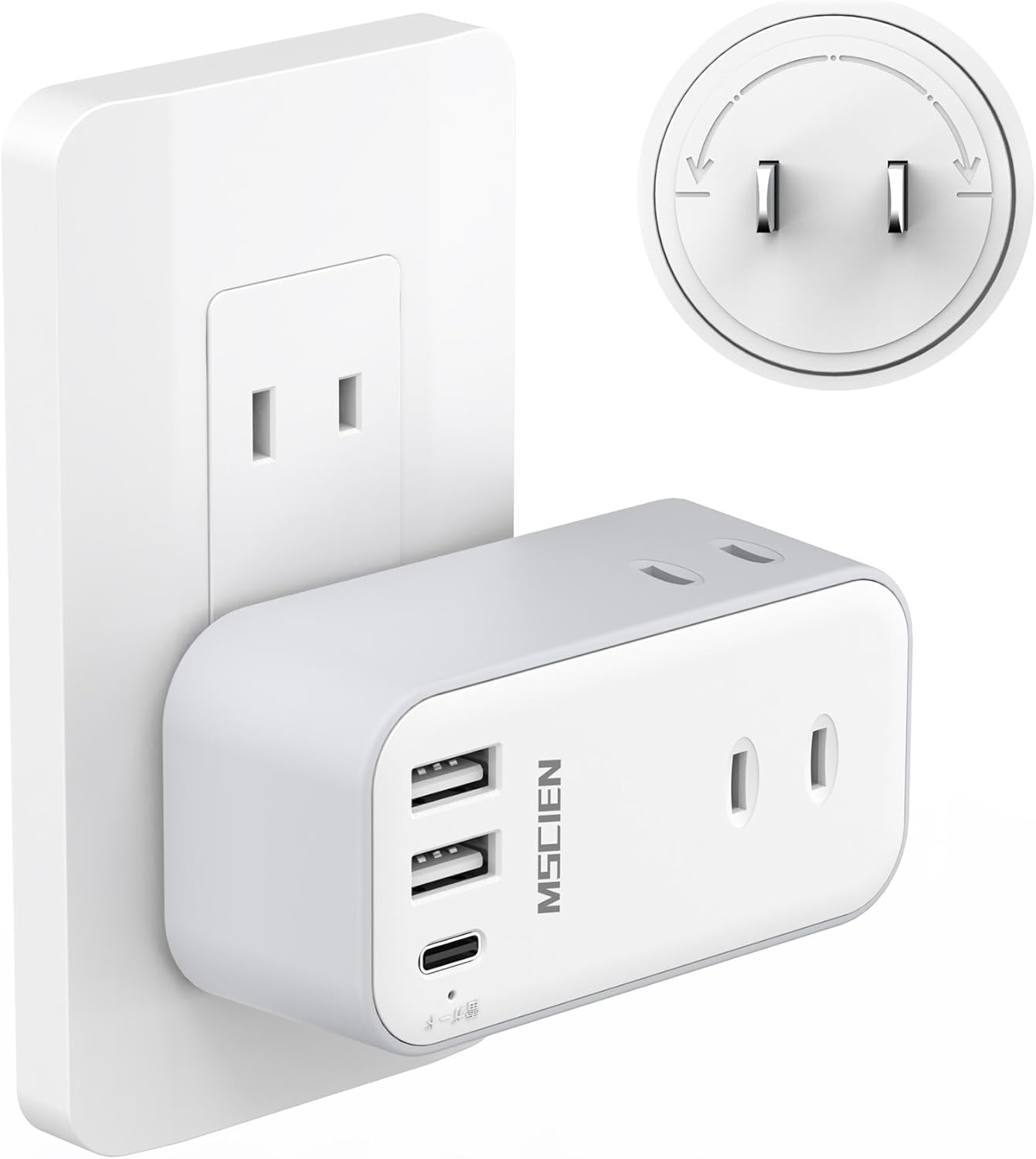 usb コンセント タップ 回転 電源タップ usb付き 3個AC口 3つUSBポート蛸足コンセント たこあしコンセント マルチタップ 雷ガード 分岐 コンセント 小型軽量