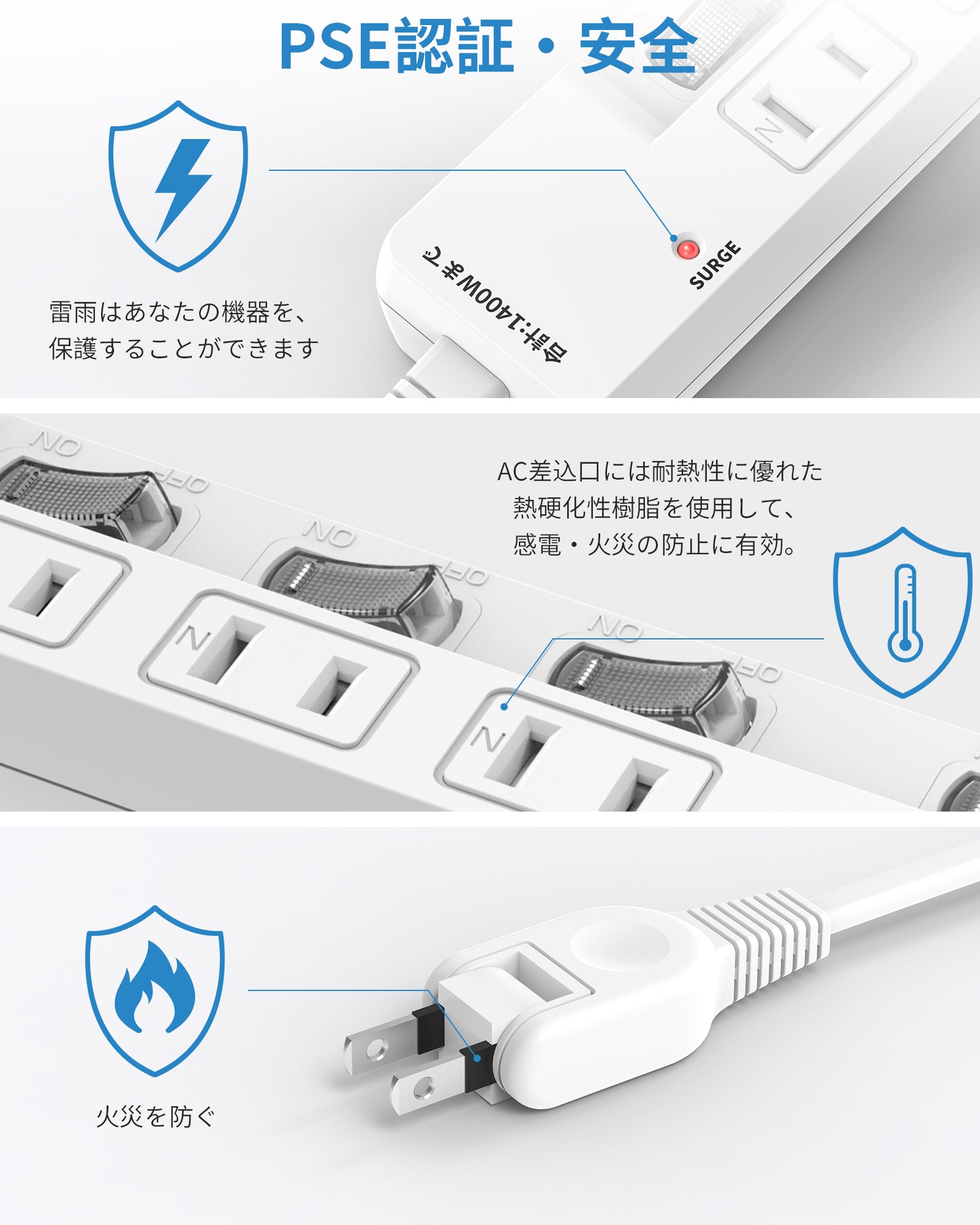 電源タップ usb付き 4個AC口 1個usb-c 1個usb-a 延長コード 1m 2m 雷ガード 防塵usb コンセント タップ oaタップ 個別スイッチ付き 壁掛け たこあしコンセント テーブルタップ マルチタップ スイングプラグ おしゃれ