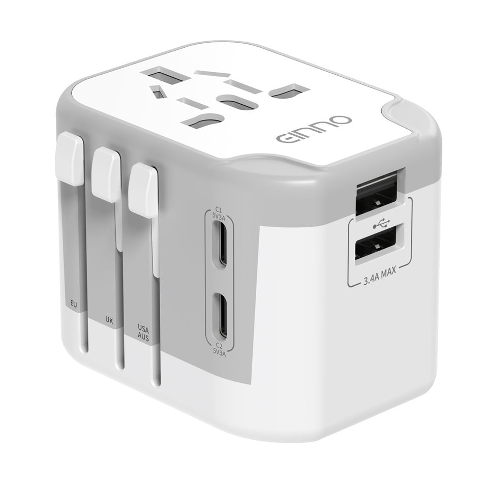 正規品 海外 変換プラグ USB2ポート付 type-c2ポート付き マルチ変換プラグ コンセント白 ACアダプター 急速 充電 海外旅行用電源変換プラグ 電源変換アダプター 電源タップ 電源 タップ O BF C SE タイプ
