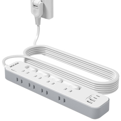 Mscienエムサイン 電源タップ usb付き 延長コード5m コンセントタップ 8個AC口 USB-A/Type-C 各2個口 電源タップ 個別スイッチ付き テーブルタップ たこあしコンセント 雷ガード たこあし配線 壁掛けにも卓上にも対応 PSE技術基準適合
