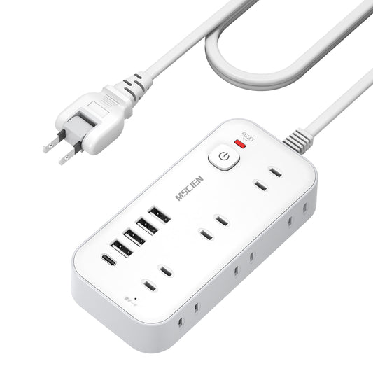 延長コード 3m 電源タップ コンセントタップ タコ足配線 Mscien 6個AC口 4usb-a 1usb-c スイッチ付き 雷ガード 電源コード 蛸足コンセント コンセント 分岐 たこあし oa マルチタップ おしゃれ 横差し 延長 コード 壁掛け/卓上に (3M)