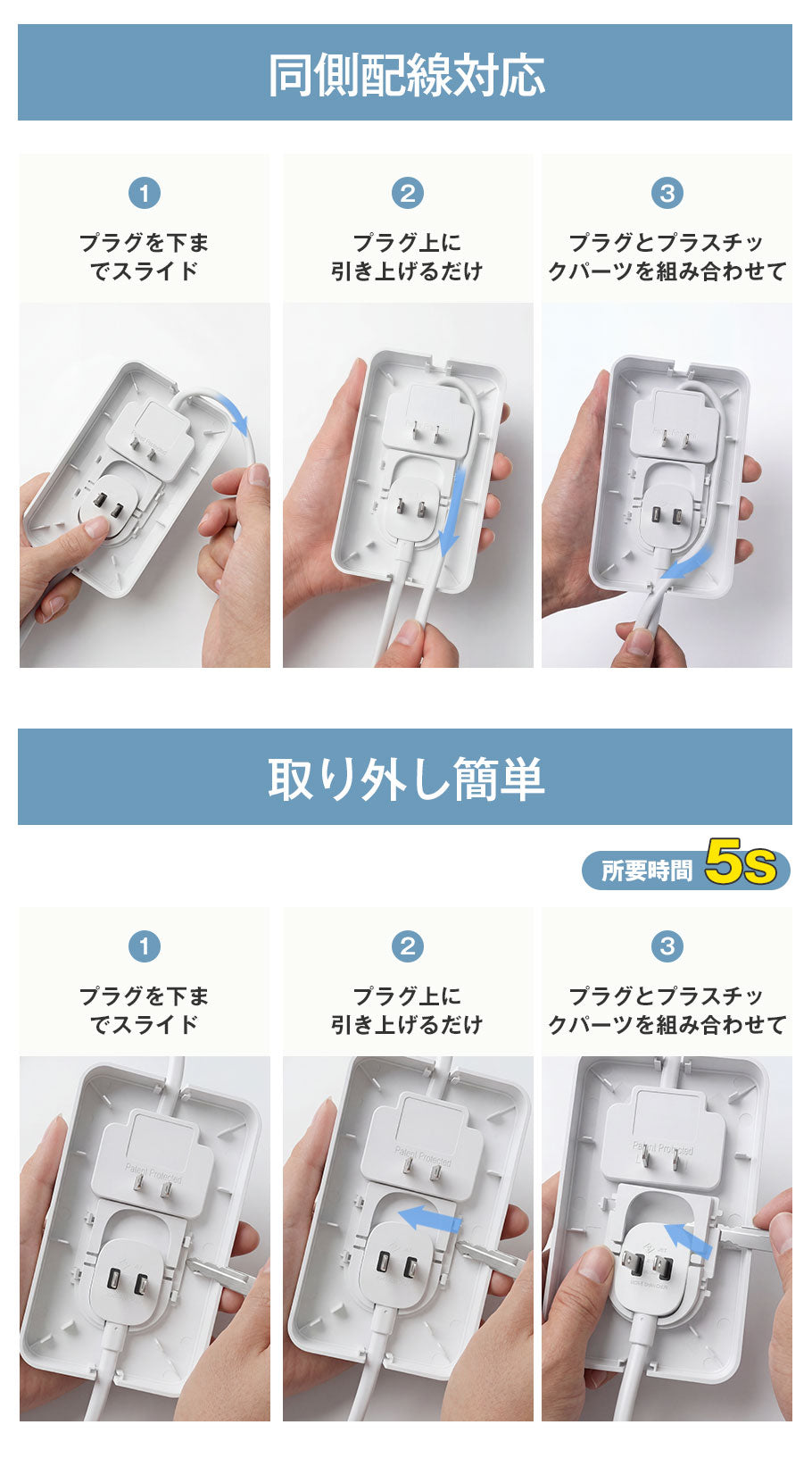 【分けて使える 革命タップ】MSCIEN 電源タップ 延長コード コンセント カバー付き電源タップ 2in1 薄型1m 2m 電源コード コンセントガード 着脱可能 壁に溶け込む 雷ガード  9個口 OAタップ安全 usb ベビーガード 火災防止