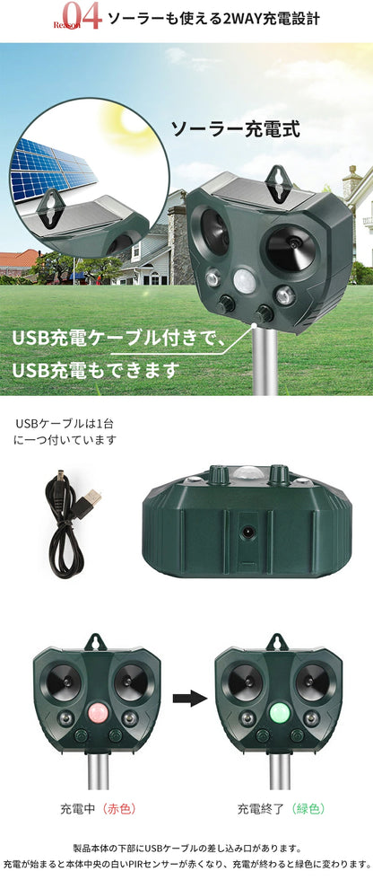 3個セット 猫よけ対策 猫よけ 超音波 動物撃退器 光 ソーラー式 猫撃退 防水 撃退機 猫除け 猫避け ねこよけ 鳥よけ コウモリ 駆除 強力 ソーラー センサー ねこよけ グッズ  鳥害  野良猫