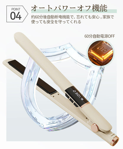 ヘアアイロン ストレート カール 2way レディース ストレート カールアイロン 1.8m 24mm 携帯 3Dクッションプレート 急速加熱 温度5段調節 360度回転コード 自動電源OFF コンパクト ギフト プレゼント