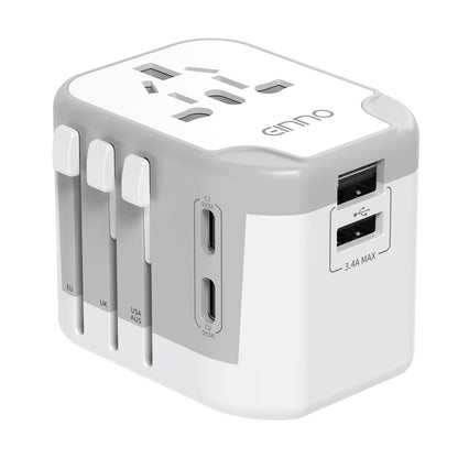 正規品  海外 変換プラグ USB2ポート付  type-c2ポート付き マルチ変換プラグ コンセント白  ACアダプター 急速 充電 海外旅行用電源変換プラグ 電源変換アダプター 電源タップ 電源 タップ O BF C SE タイプ
